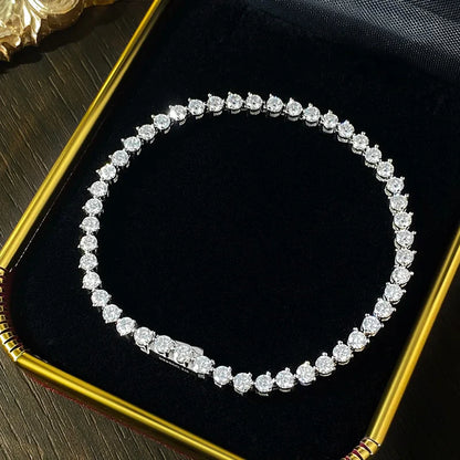 3 Claw Moissanite Tennis Bracelet 3mm GRA Certified Diamond Bracelet Chain s925 Sterling Silver Bracelets for Women Man