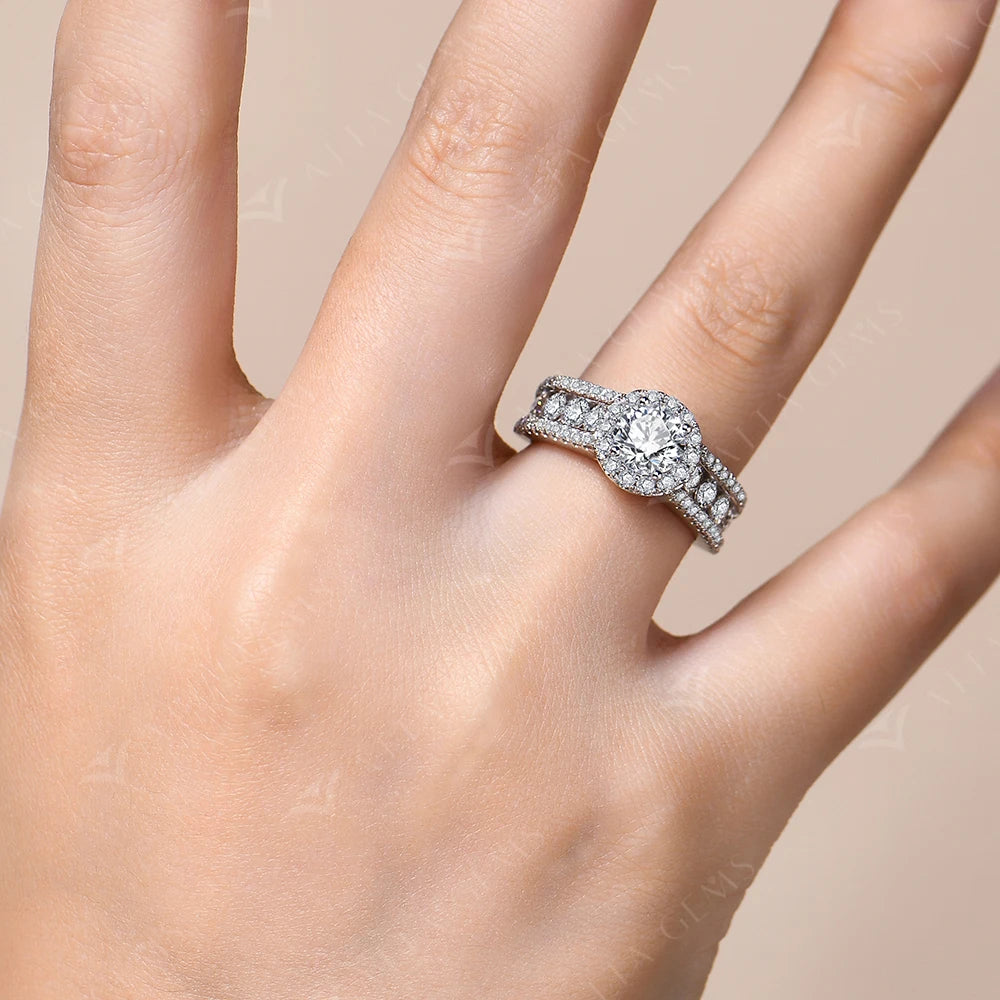 Round Cut 1.0CT Moissanite Ring 6.5mm VVS1 Diamond for Women S925 Silver Engagement Bride Jewelry Gift With Certificate