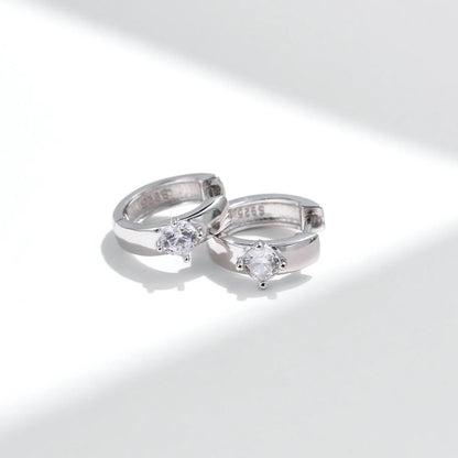 Round Moissanite Ear Buckles Lab Diamond 925 Sterling Silver Engagement & Wedding Hoop Earrings for Women Jewelry Gifts