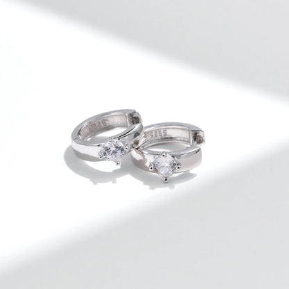 Round Moissanite Ear Buckles Lab Diamond 925 Sterling Silver Engagement & Wedding Hoop Earrings for Women Jewelry Gifts