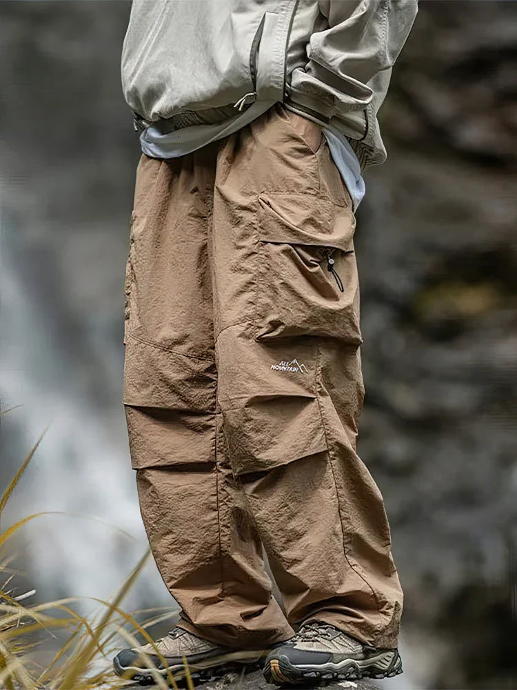 2026 Spring Summer Baggy Cargo Hiking Pants Men Waterproof Casual Sport Jogging Parachute Pants Outdoor Wide Leg Trousers