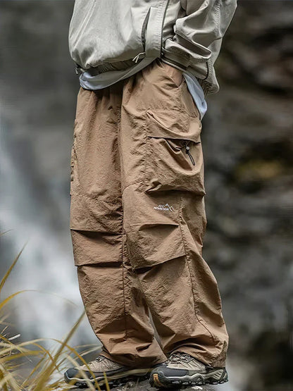 2026 Spring Summer Baggy Cargo Hiking Pants Men Waterproof Casual Sport Jogging Parachute Pants Outdoor Wide Leg Trousers