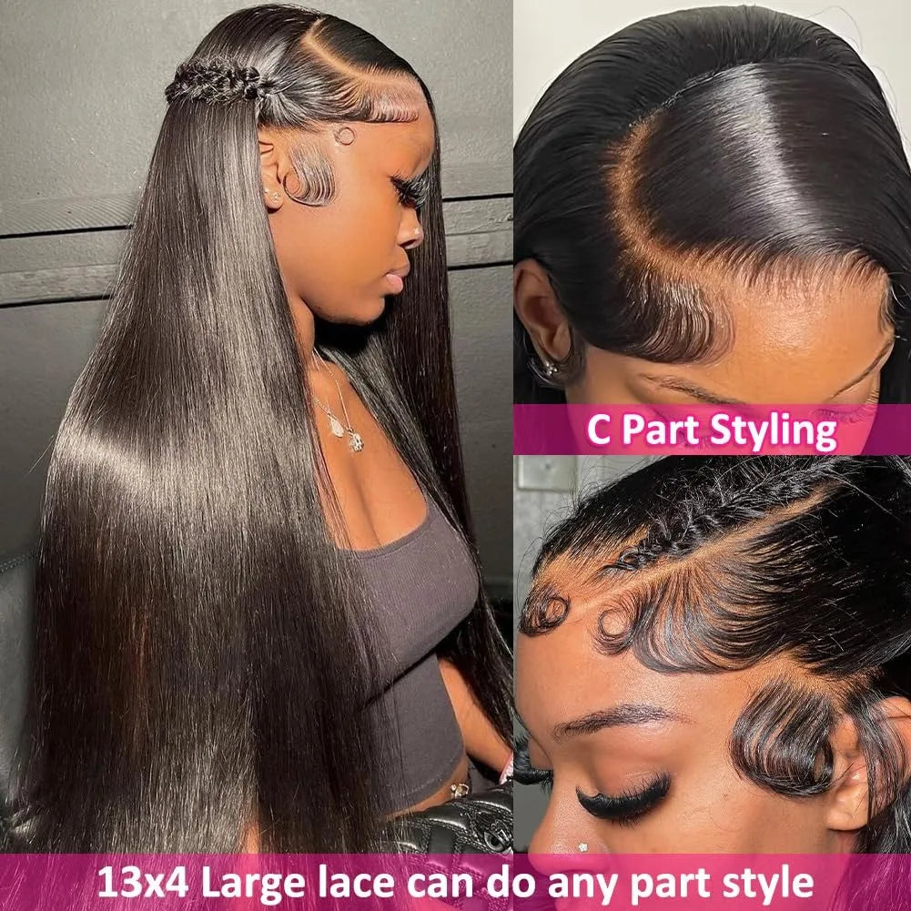 200% Density 13x4 Bone Straight Hd Transparent Lace Front Human Hair Wig 40 Inch 13x6 Lace Frontal Wig For Women Brazilian Wigs