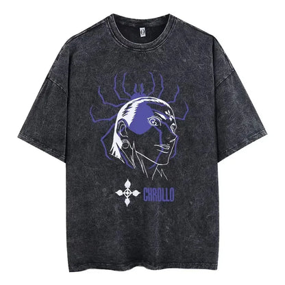 Washed print retro Harajuku style fashionable casual streetwear suitable for both men and women's tops