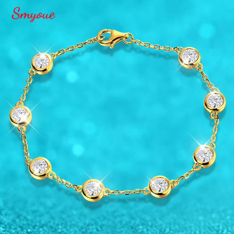 4mm Classic Bubble Moissanite Bracelet for Women 8 Stones Sparkling Lab Diamond Tennis Bracelet 925 Sterling Silver