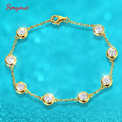 4mm Classic Bubble Moissanite Bracelet for Women 8 Stones Sparkling Lab Diamond Tennis Bracelet 925 Sterling Silver