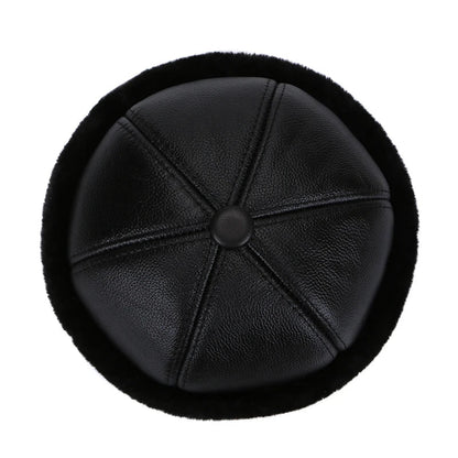 Retro Cowhide Bomber Hat Winter Keep Warm Caps Men Women Real Leather Cap Thick Velvet Dad Hat Leather Hat