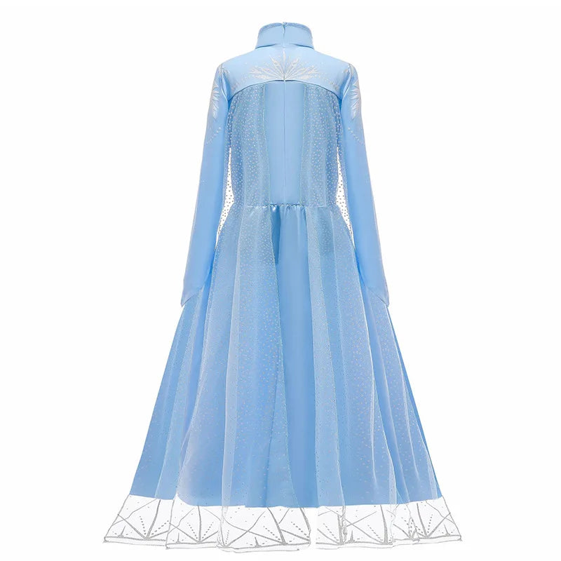 Frozen Elsa Princess For Girls Cosplay Costume Kids Mesh Snow Queen Carnival Birthday Party Dress Up Clothes 2-10Yrs Gown