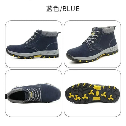 Men's Work Safety Boots High Top Anti-Smash Puncture Resistant Anti-Scald Welding Shoes Indestructible Comfortable Safety Shoes
