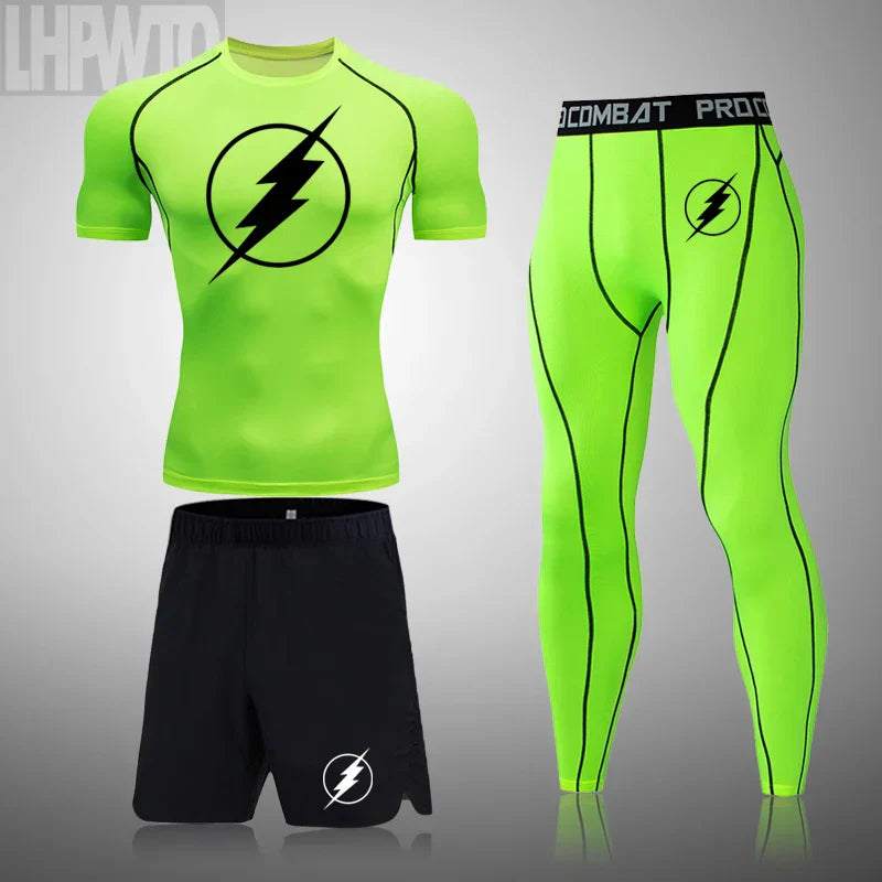 2024 Men's Running Fitness Sportswear Athletic T-Shirt Training Gym Clothes Sports Suits Workout Jogging Rashguard Men's Kit