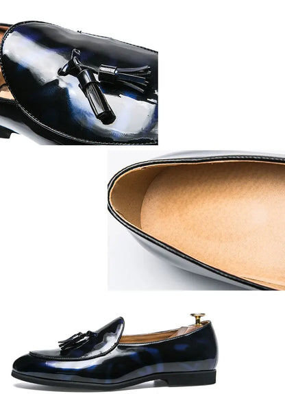 Fashion Men Shoes Patent Leather 37-47 Size Boys Breathable Loafers Black Soft Outdoor Casual Summer Mules Dress Flats