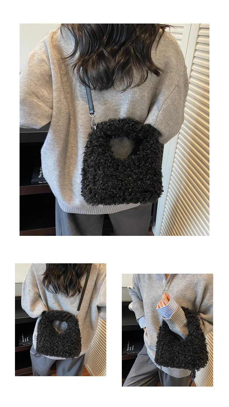 Plush Sweet Shoulder Bags for Women Cute Autumn and Winter 2025 New Versatile Fashion Large Capacity Women's Handbags