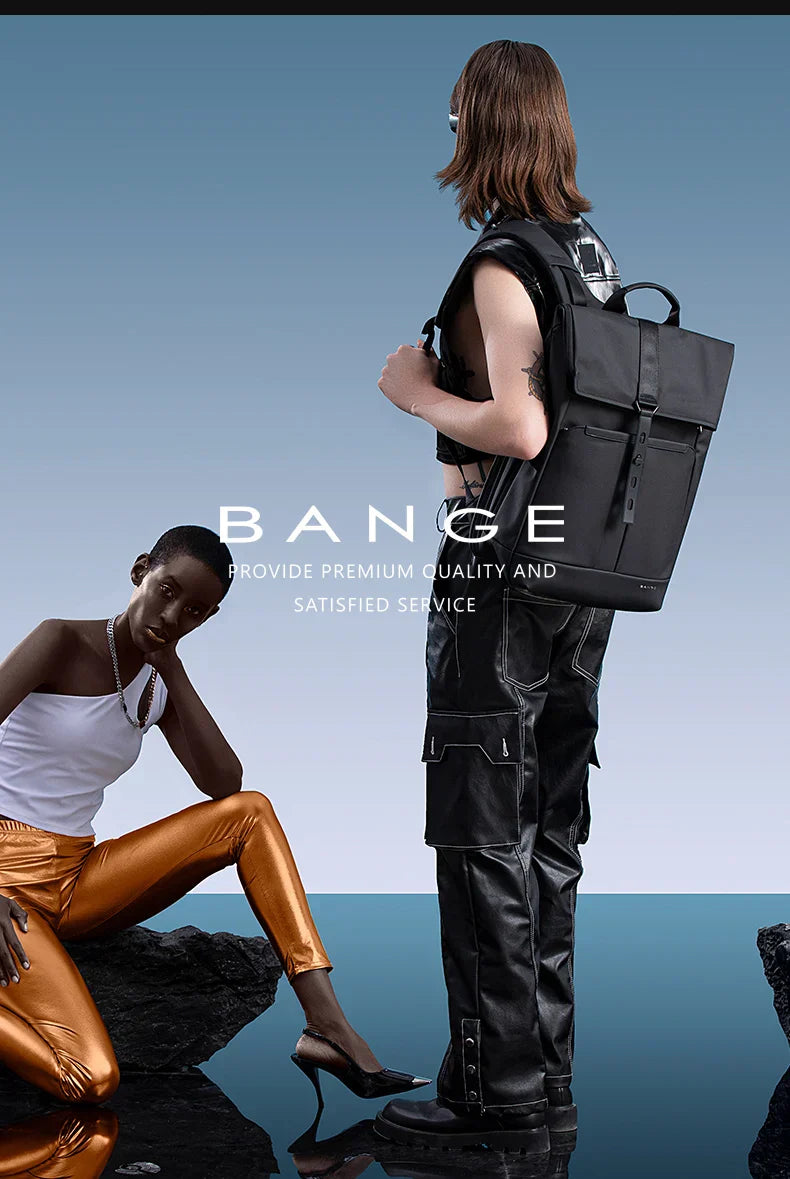 Men Fashion Backpack 15.6 inch Multifunctional Waterproof Backpack Daily Travel Bag Casual School Rucksack with Buckle