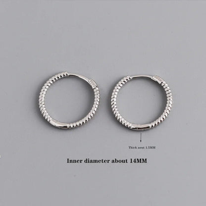 925 Sterling Silver Fashion Piercing Charm Twist Huggies Hoop Earrings for Women Rock Gothic Unisex Jewelry Ear Buckles