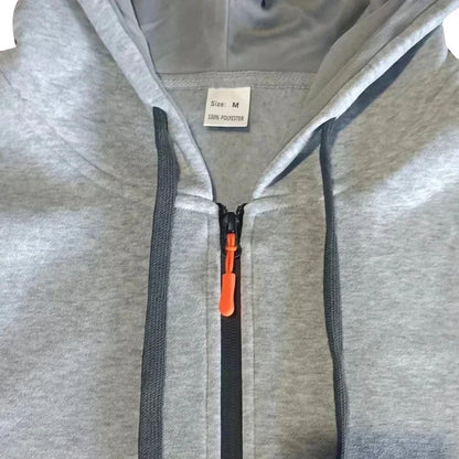 2026 Autumn and winter new men's multi pocket zipper hooded sports shirt+pants two-piece set, men's casual pullover sports set