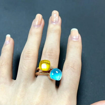 2Pcs/Set Fashion Stacked Candy Ring Women Mix Color Crystal Jewelry 30 Colors Trendy Gift for Valentine's Day