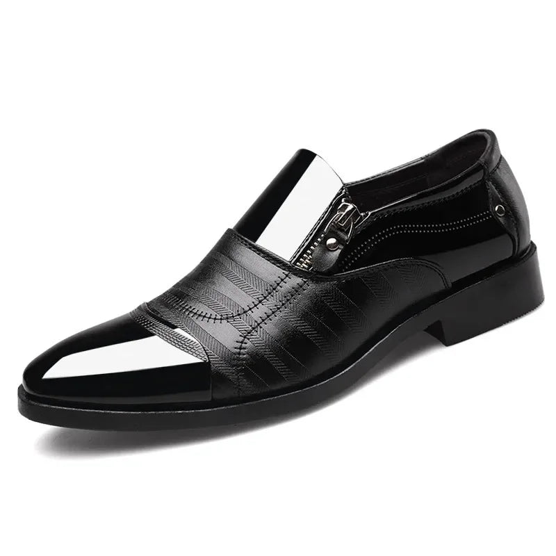 Sapatos Formais Pretos Masculinos Italianos Mocassins Vestido de Casamento Sapatos Oxford de Couro Envernizado Masculino