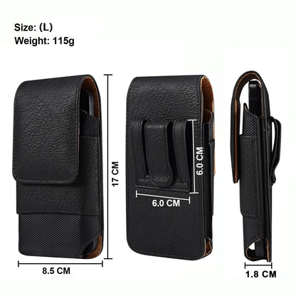 Universal Leather Men Waist Bag Mobile Phone Belt Clip Case For iPhone Samsung Galaxy Xiaomi Redmi Poco Oppo 7 Pro Holster Pouch