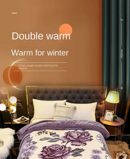 Double layers Raschel Mink Blankets Spring Winter Soft Warm Faux Fur Throw Blankets Heavy Fluffy Weighted Blankets