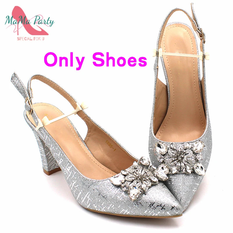 Classics Italian Design Shoes and Bag Set in Orange Color Comfortable Heels Pointed Toe Pumps for Wedding Party