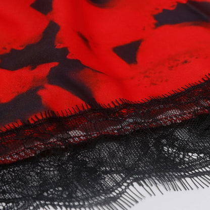 Women's Half length Skirt Summer Retro Red Printed Irregular Long Skirt Fashion Commuter Cake Skirt