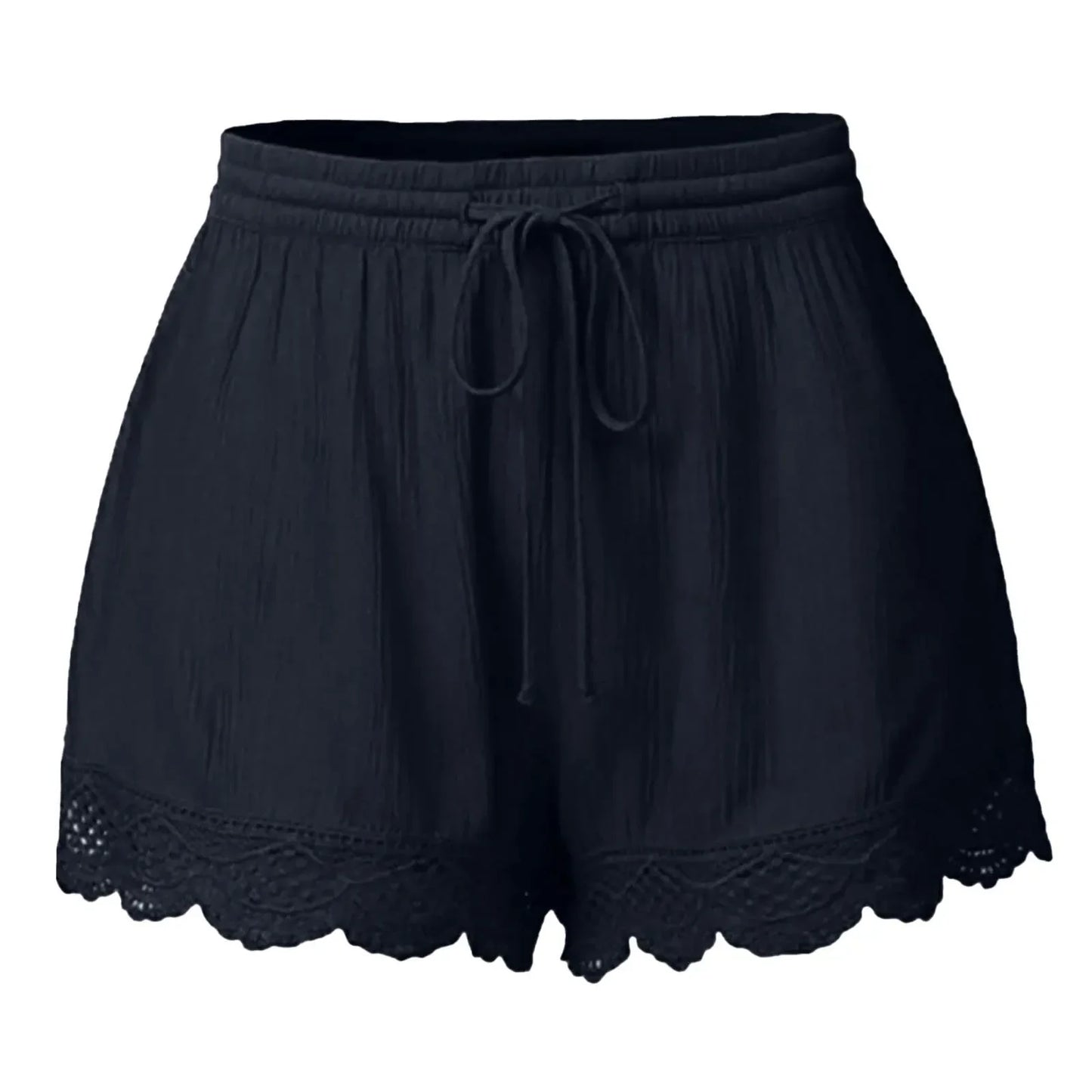 Shorts For Women Ruffle Hem Casual Shorts Plus Size Drawstring  Lace Shorts