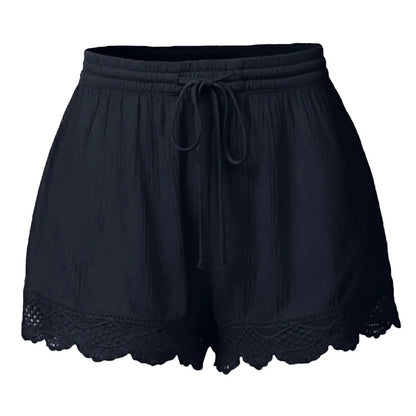 Shorts For Women Ruffle Hem Casual Shorts Plus Size Drawstring  Lace Shorts