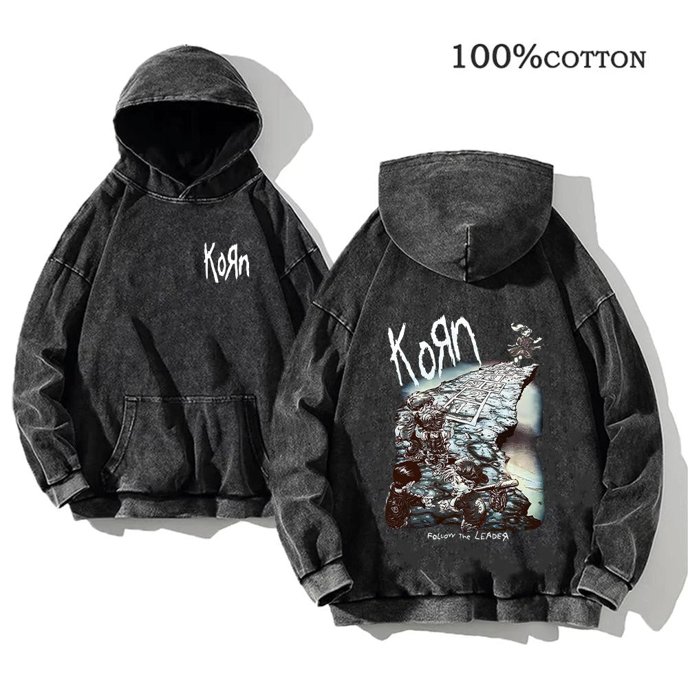 World Tour Hoodies Vintage Washed Men's Sweatshirts Cotton Hip Hop Streetwear Hooded Pullover Loose Y2K Tops
