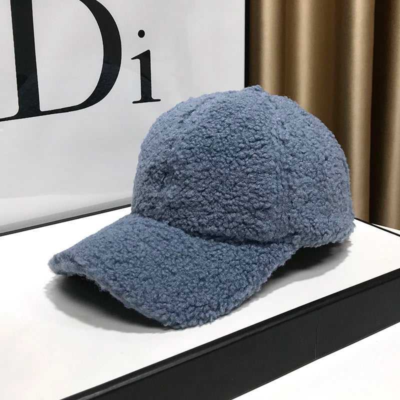 Winter Hats For Women Baseball Caps Plush Thickened Warm Baseball Cap Female Casual Solid Color Fashion Design Outdoor