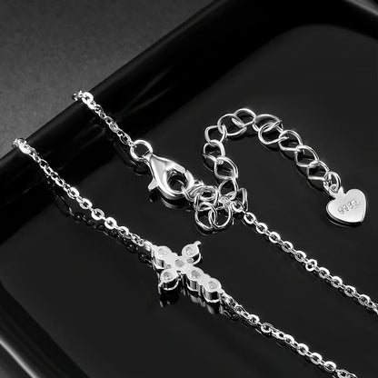 Full 0.06CT 2.5mm D Color Moissanite Jesus Cross Link Bracelet for Women S925 Silver Pass Diamond Test 0.36cttw Bracelets