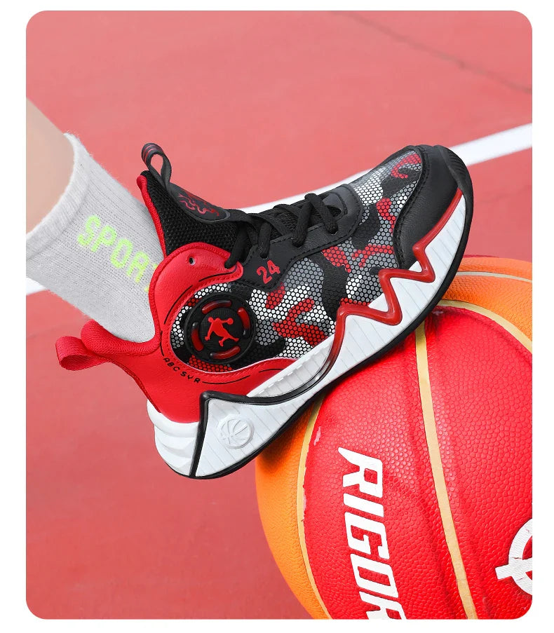 Kids Basketball Shoes Ankle Support Sneakers Tactical Boots Breathable Boys Girls Sports Shoes Shock-absorbing Athletic Shoes
