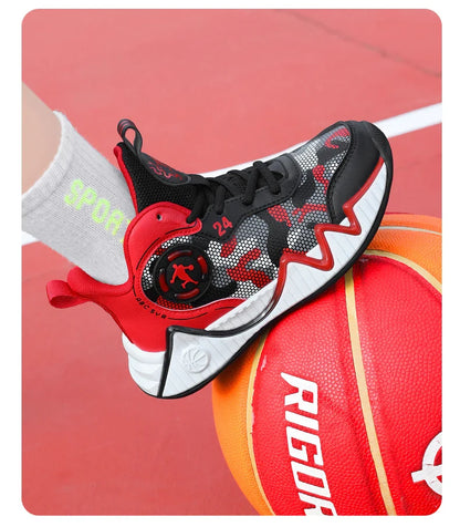 Kids Basketball Shoes Ankle Support Sneakers Tactical Boots Breathable Boys Girls Sports Shoes Shock-absorbing Athletic Shoes