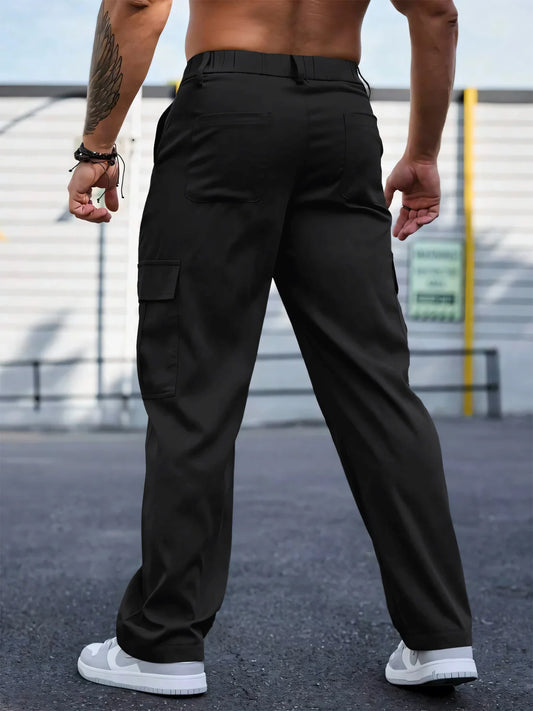 Men's Workwear Pants Wear-Resistant Sports Straight Leg Loose Summer Multi-Pocket Casual Trousers