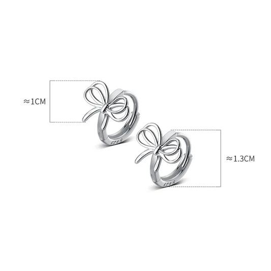 925 Sterling Silver Hollow Romantic Bow Huggies Ear Hoops Earrings for Women Fashion Elegant Charm Party Jewelry Gifts