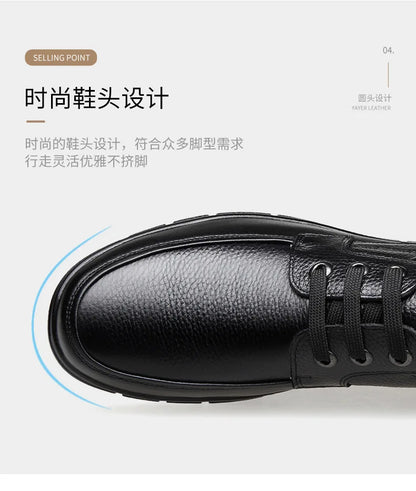 Handmade Leisure Men Shoes New Trendy Minimalist Work Shoes With Lace Up Middle-Aged Dad Formal Casual Business Leather Shoes