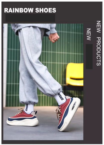Tênis Esportivo Casual Masculino, Tênis de Skate Moderno com Sola Grossa, Calçados Masculinos Confortáveis e da Moda Adequados para Uso ao Ar Livre