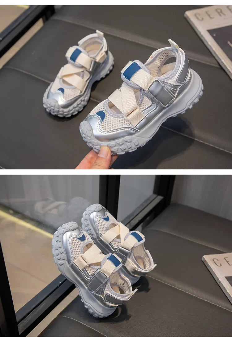Children Sports Sandals 2024 Summer New Girls Mesh Running Shoes Kids Fashion Versatile Princess Sports Shoes Wear-resistant