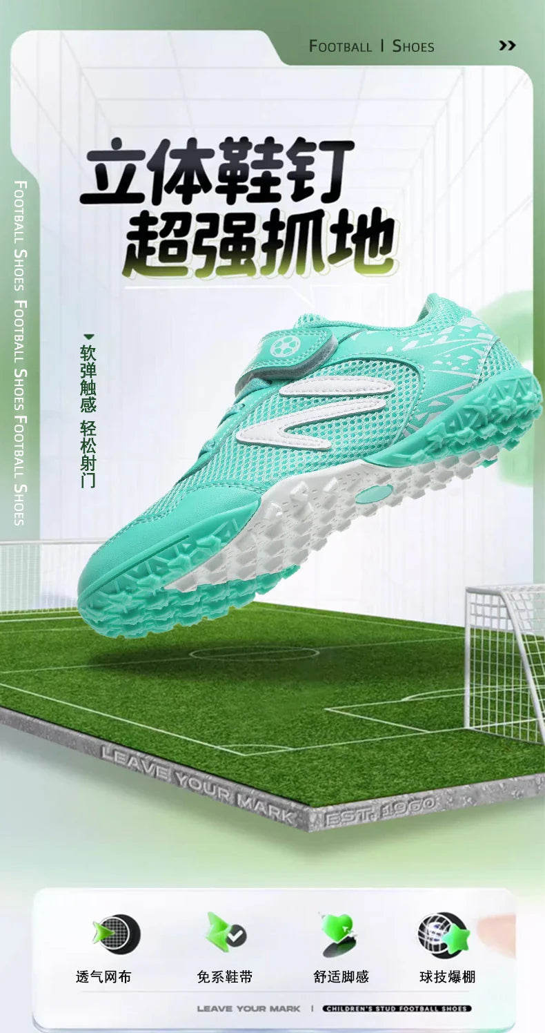 New Children Soccer Shoes Cleats Boys Football Boots TF Breathable Ultralight Grass Training Fast Athletic Sneakers 28-39
