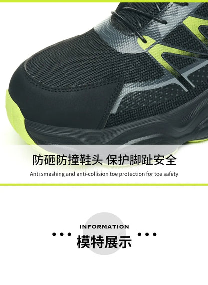 Anti Puncture Safety Shoes Steel Toe Anti Smash Lightweight Durable Slip Resistant Work Boots for Men Construction Industrial