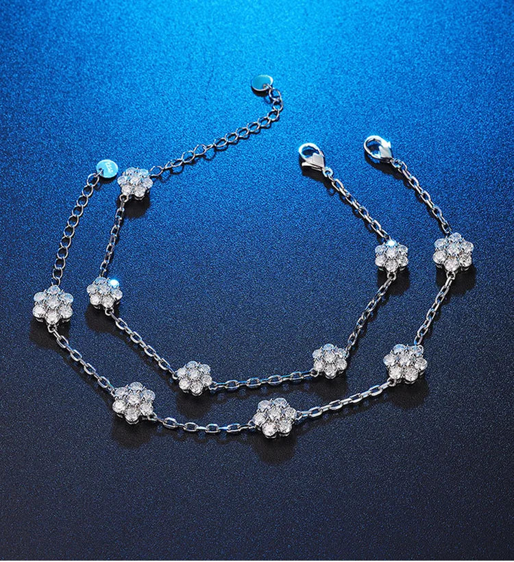 Flower GRA Certified Full 1.5/2.5/3mm D Color Moissanite Bracelet for Woman Men Silver 925 Diamond Hand Link Bracelets Gift