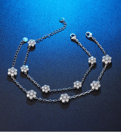 Flower GRA Certified Full 1.5/2.5/3mm D Color Moissanite Bracelet for Woman Men Silver 925 Diamond Hand Link Bracelets Gift