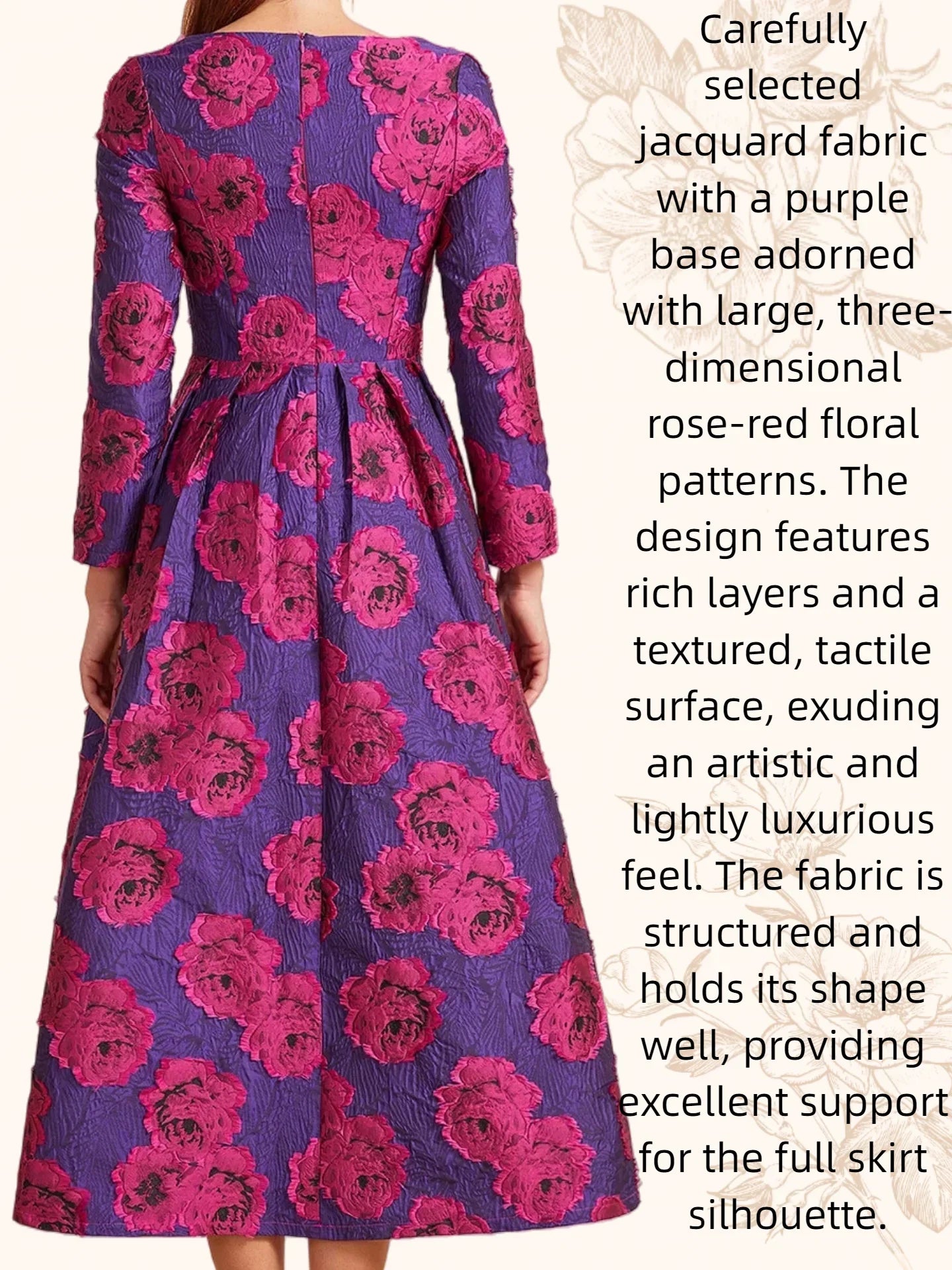 Luxury Long Jacquard Dress for Women Maxi Autumn Winter Party Dress Boho Floral Fashion Evening Clothing Vintage Robe
