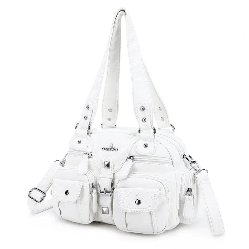 Vintage Bag Women Small Handbags Satchel Top-handle Handbag PU Shoulder Bag Dumpling Pack Multi-pockets Shoulder Bags