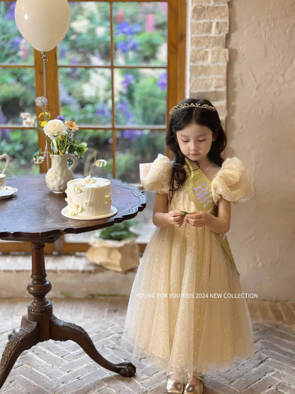 Children Dress Princess Dress 2026 Summer New Girls Sparkling Fairy Fluffy Gauze Dress