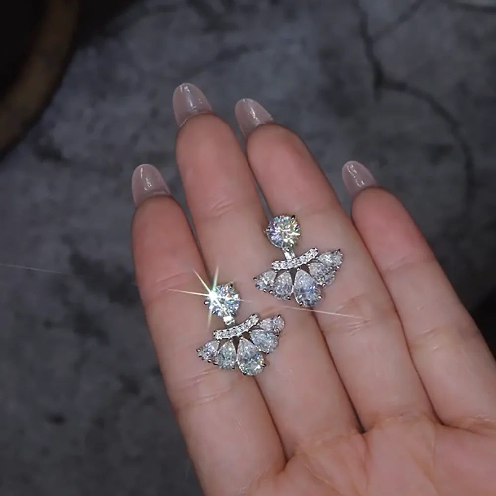 Waterdrop Full Moissanite Stud Earrings for Women S925 Silver Detachable 7.32cttw Round/Pear Cut Diamond Drop EarringCertified