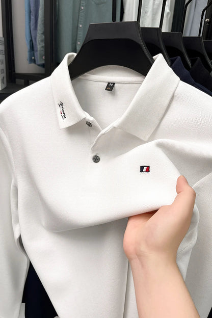 High end embroidery craft polo shirt long sleeved brand autumn Men's Wear comfortable breathable cotton casual business T-shirt