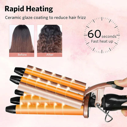 Quick Heating Ceramic 2 Temperature Controlled Curling iron Portable PTC heating 5 buckets of wave curling iron