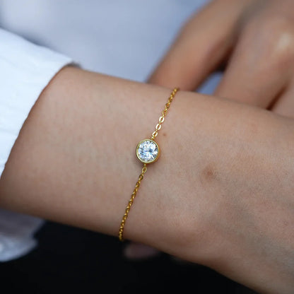 1/2CT Bezel Set Pear Oval Cut Moissanite Solitaire Link Bracelet Women S925 Silver Dainty Diamond Bridal Wrist Chain Gift