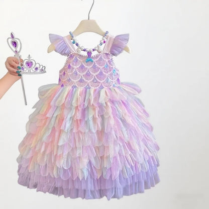 A Sweet and Lovely Girls' Mermaid Dress in Light Purple, Hot Sale Colorful Sparkling Sequin Party Outfit