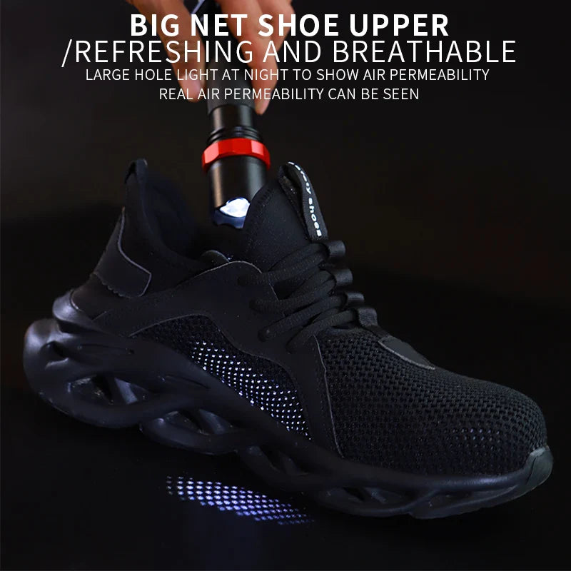 48 Size Unisex Work Safety Shoes Steel Toe Cap Light Breathable Sneaker For Men Anti-smash And Anti-puncture Safety Sneakers